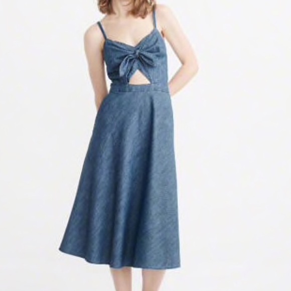 Dresses & Skirts - @ouk81 Knot-Front Denim Midi Dress
